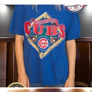 MLB Chicago Cubs Logo T-Shirt, Chicago Cubs Shirt size L blue color ABI989